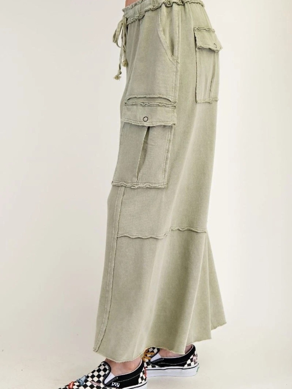 easel Olive Green Wide‑Leg Cargo Pants - Picture 6 of 10
